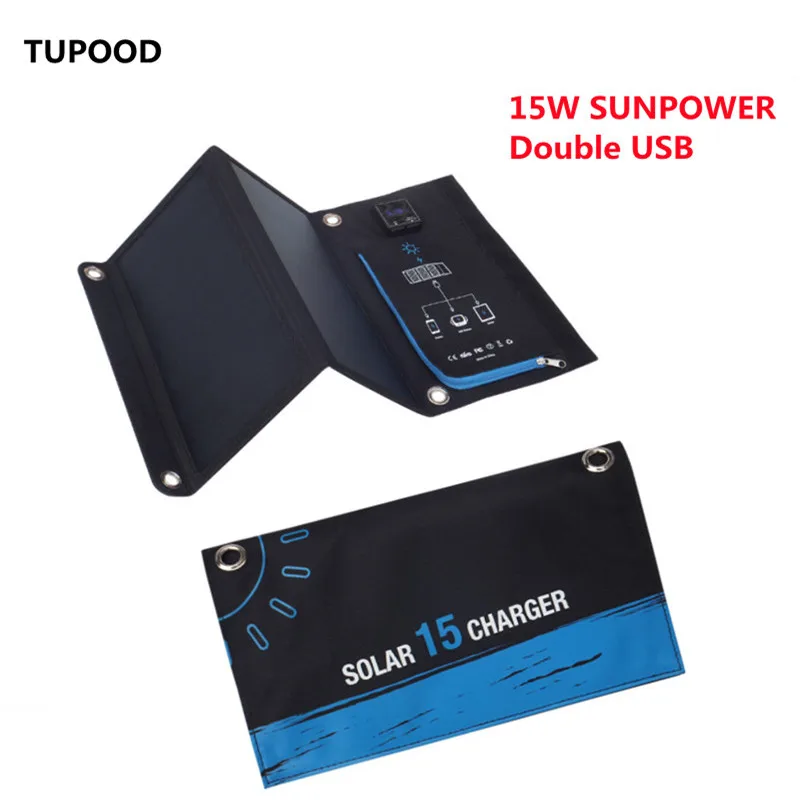 

15W SunPower Folding Solar Cells Charger 5V 2.5A USB Output Devices Portable Solar Panels for Smartphones