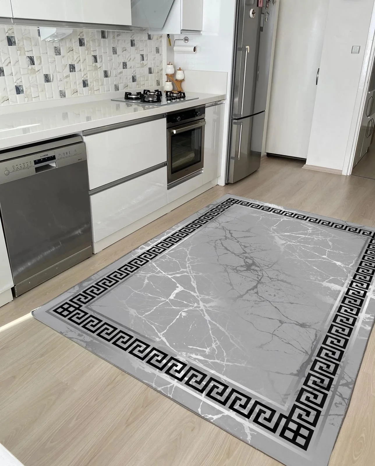 

Decorative Living Room Rug Washable Slip-Resistant Faux Leather Based Stain resistant Easy To Clean Foal Feather Cold-Proof Carpet