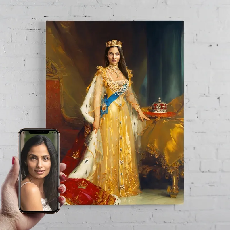 

Custom Woman Portrait Canvas Painting Wall Art Customized Royal Queen Princess Poster Prints For Bedroom Living Room Home Decor