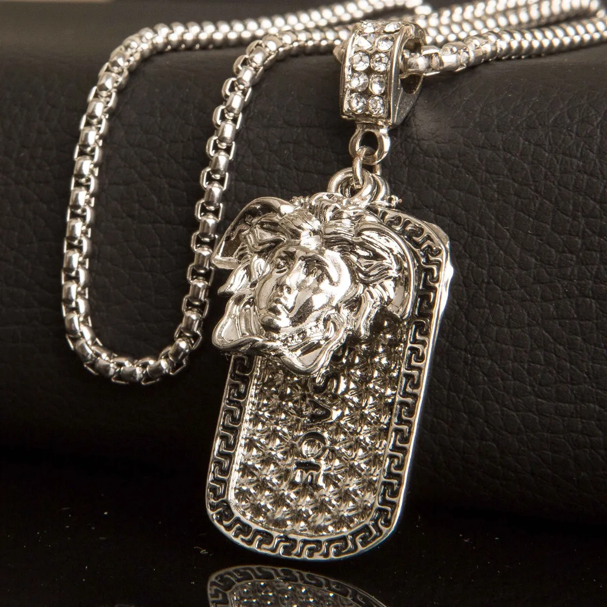 

2021 Brand Stainless Titanium Smoked Color Men's Steel Necklace Fashion Cube Rope Chain Men Necklace Classic Stainless Steel