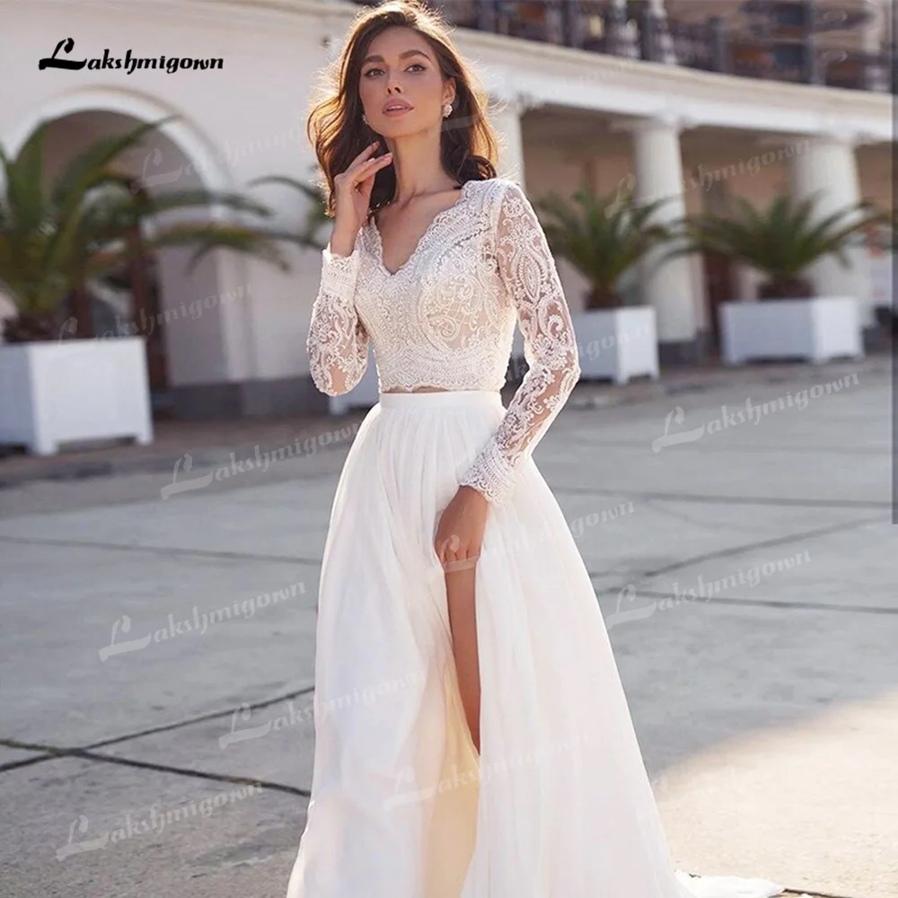 

Женское свадебное платье It's yiiya, белое шифоновое платье-трапеция с V-образным вырезом, длинными рукавами и кисточками на лето 2019