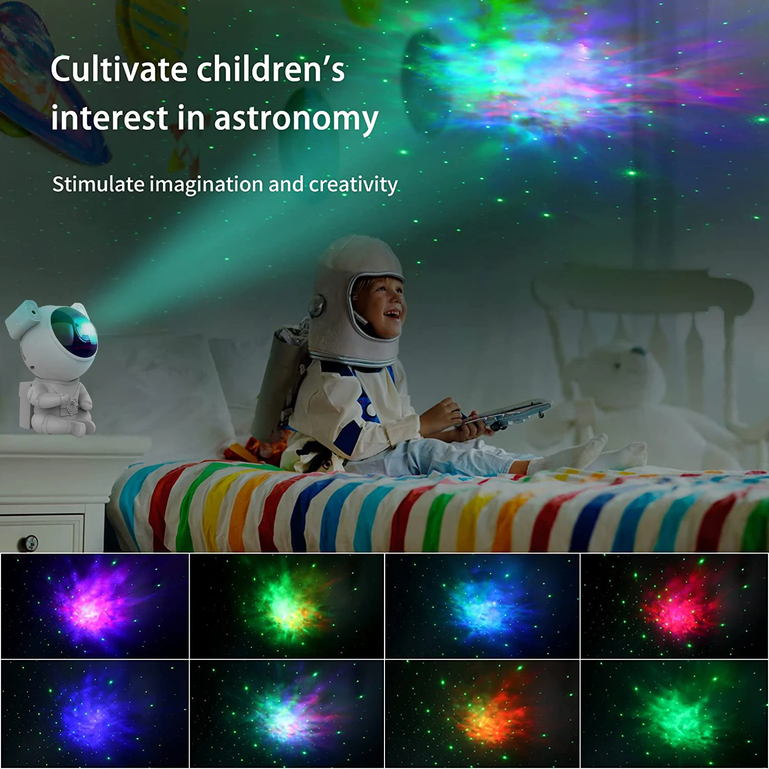 Galaxy Star проектор сидящий астронавт ночник 360 регулируемое украшение для спальни