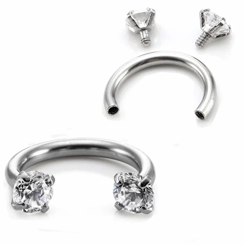 1 шт. пирсинг в виде подковы кольцо носу 16 г кристалл перегородка форме стальная