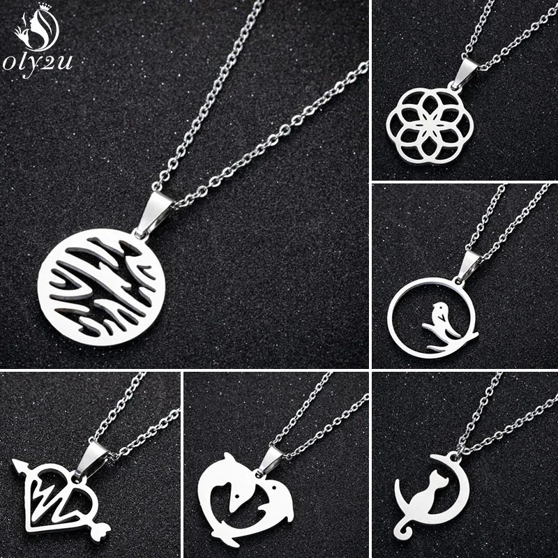 Женское классическое ожерелье Oly2u колье из нержавеющей стали с подвеской в виде
