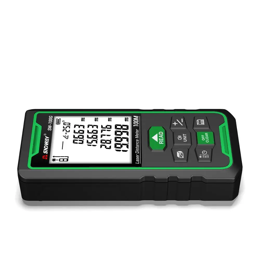 SNDWAY 2019 Green Light SW-50G 50M 70M 100M LCD Handheld Digital Laser Distance Meter Measure Angle Rangefinder Range Finder |