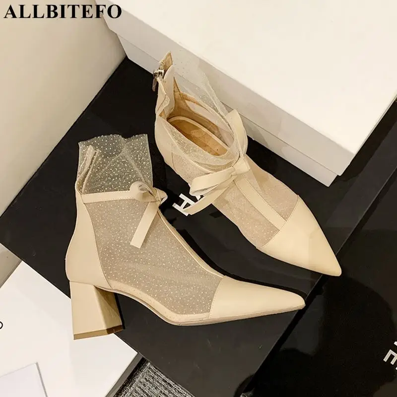 

Крутые летние модные привлекательные кружевные сетчатые туфли с бантиком-бабочкой + натуральная кожа, свадебные туфли на высоком каблуке, женские туфли на каблуке, туфли-лодочки