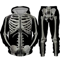 halloween costumes skeleton hip hop hooded sweatshirt suit menwomen 3d print jacket halloween streetwear pullovers 2pc sets