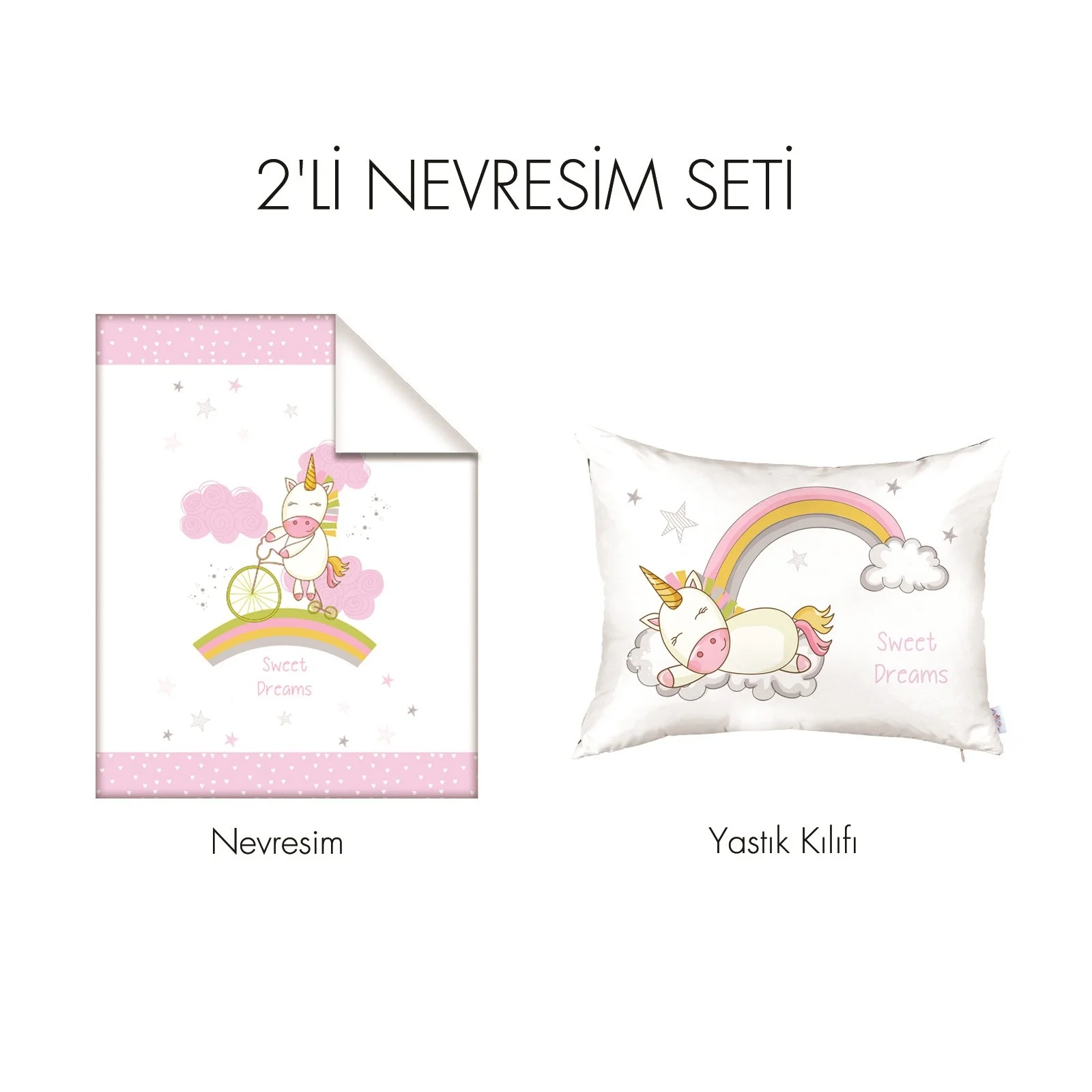 Ebebek Apolena Детские Единорог кровать пододеяльник & Подушка Чехол комплект из 2