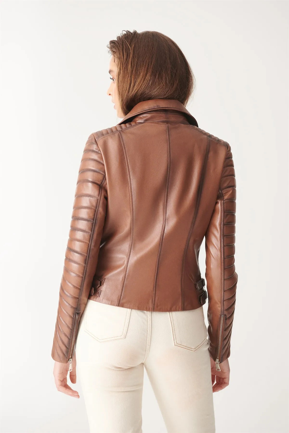 Brown Biker Leather Jacket Genuine Leather Coats Women Sheepskin Outfits Spring Summer Fashion Classic Sports Design Jackets