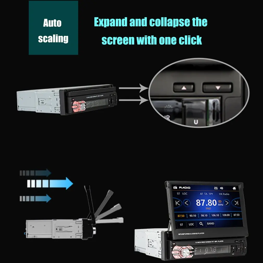 

Car radio touch screen 7inch HD radio 1 din andriod multimedia MP5/MP3 player support TF card AUX audio video accessories
