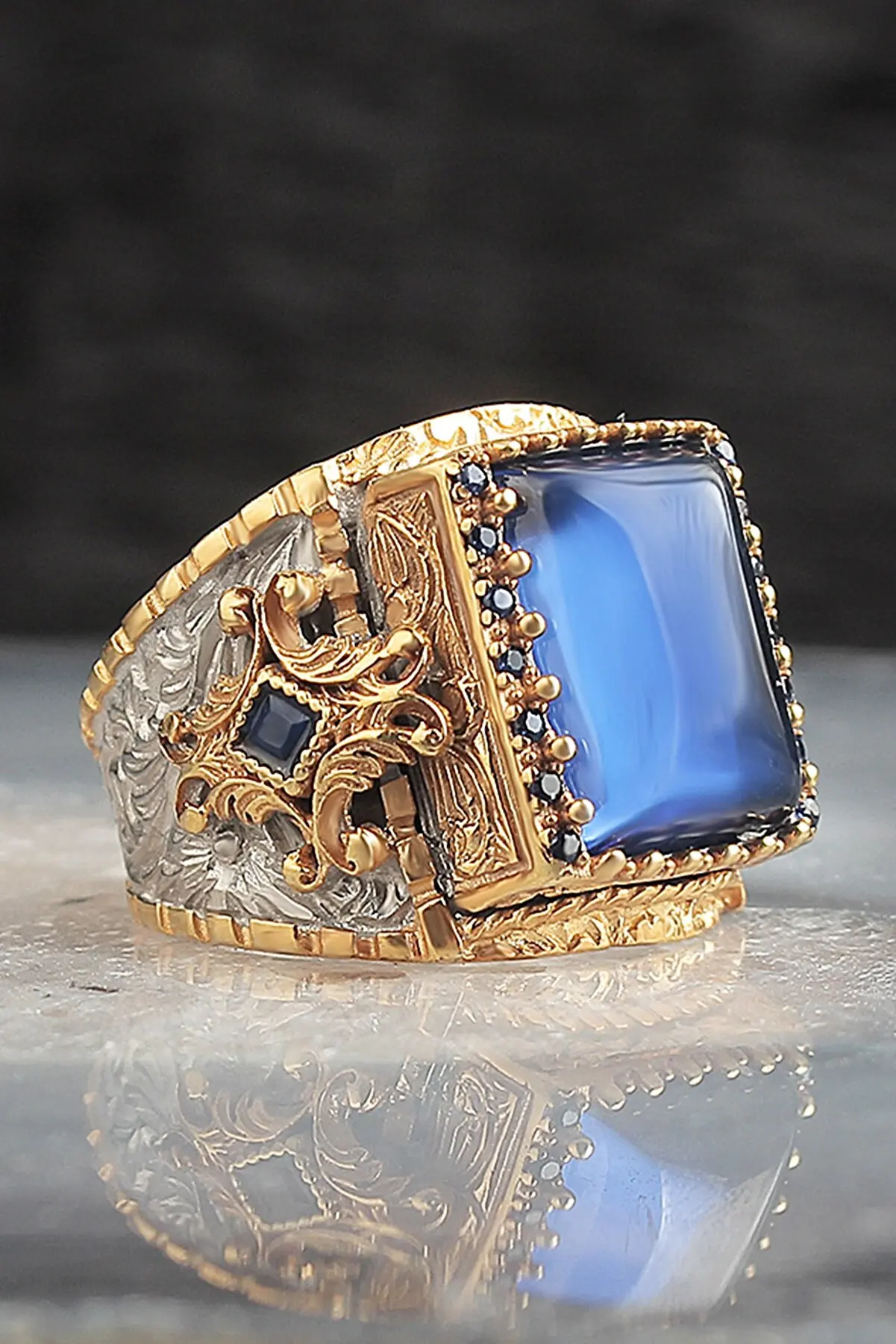 

Real 925 Sterling Silver Luxury Jewelry Ring Men Light-weight Mens Rings Natural Agate Stone Vintage Cool Fashion New Trend