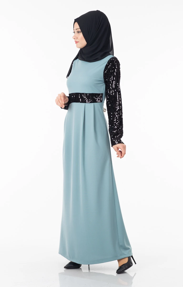 

Women Abaya sequined chiffon dresses plus size mother of the fabric turkey Arabia Dubai Islamic muslim long model of the new sea