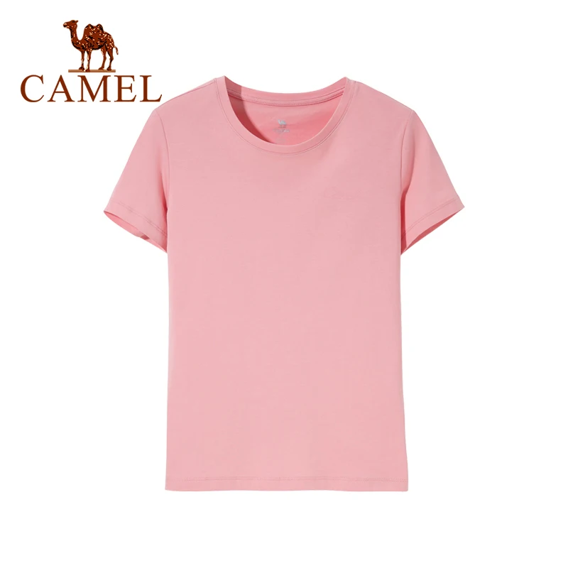 

Женская Спортивная футболка CAMEL, новинка весны и лета 2021, универсальный Повседневный хлопковый топ с коротким рукавом и круглым вырезом для ...
