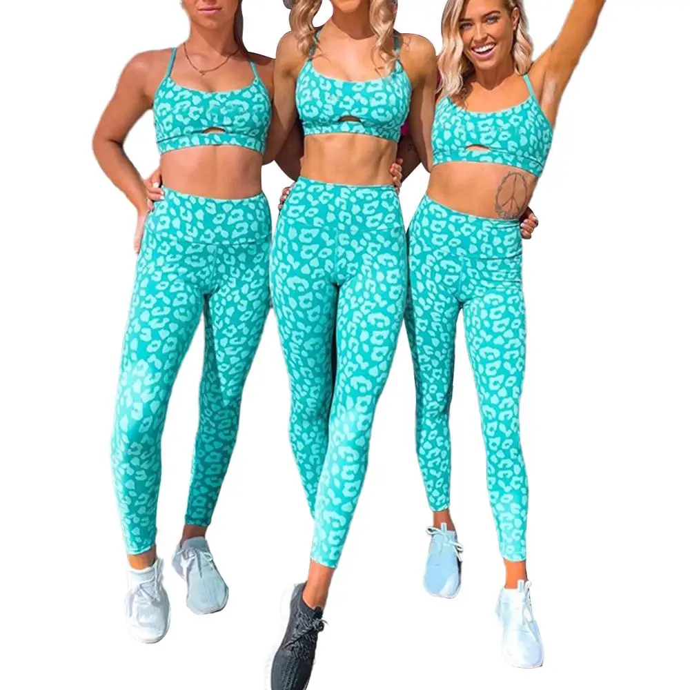 Женская летняя спортивная одежда с леопардовым принтом для фитнеса мягкий