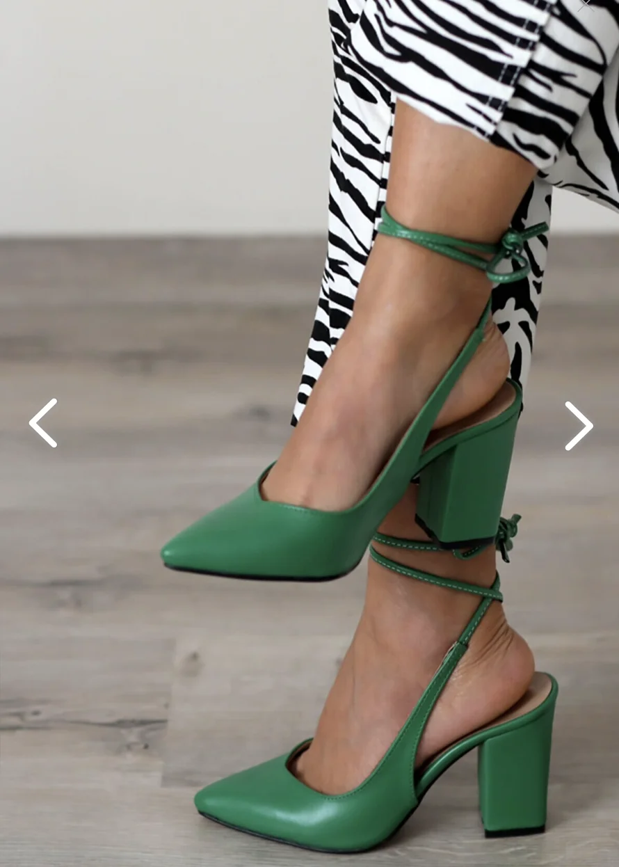 2022 Summer Women Green Stiletto Lace-up Shoes Fashion High Heel Sexy Vintage Sandals 5-9 cm high size 33-43