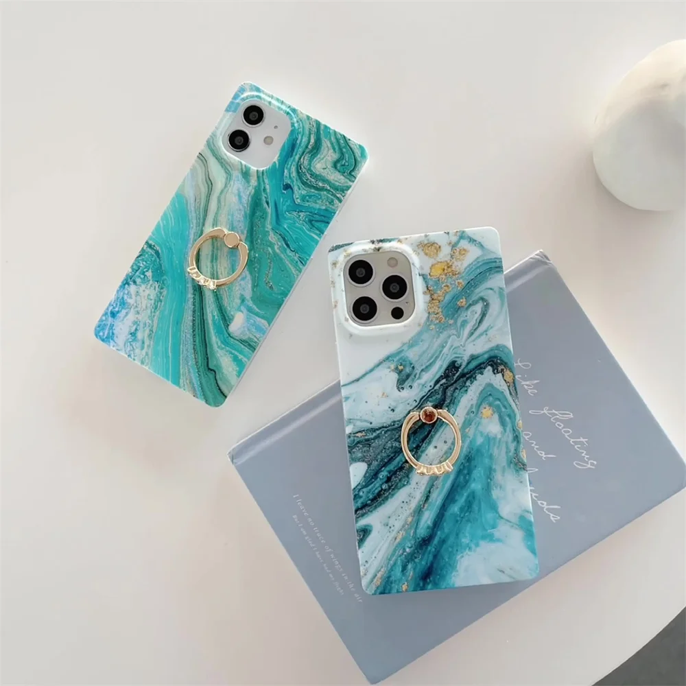 

Finger Ring Holder Marble Phone Case For iphone 13 12 11 Pro X XR XS Max 8 7 Plus SE 2020 Case Cover Silicone Soft Back