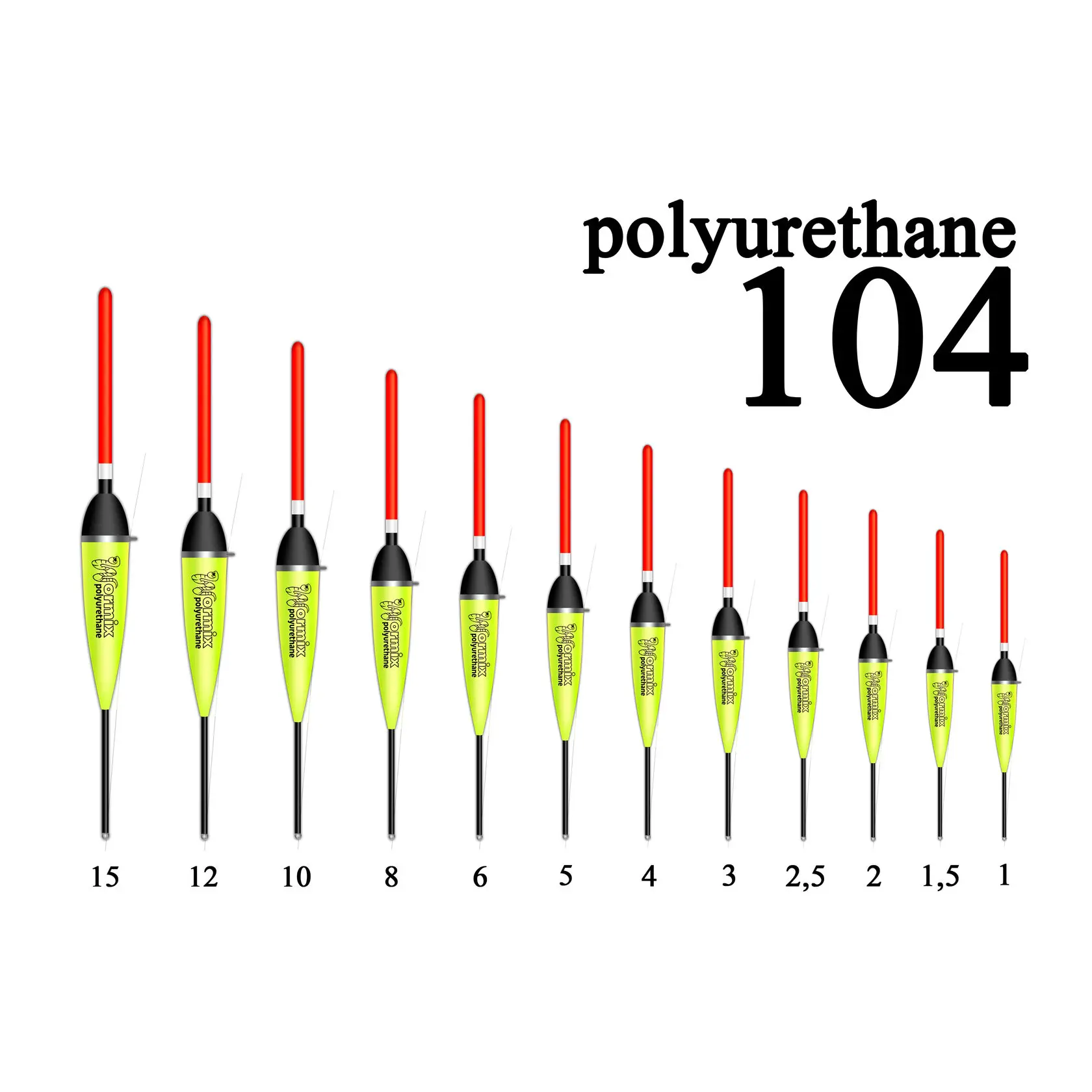 Поплавок wormix для рыбалки из полиуретана 104 -1-1.5- 2-2.5--3-4-5-8-10-12-15 гр. набор 5 штук. |