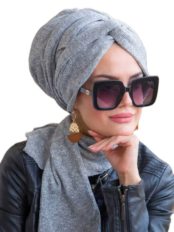 

Turkey-Indıa-Arab Autumn-Winter Islamic Turban Ready Practice Turban Bonnet Muslim Headscarf Gray Color Scarf Shawl Tricot Scarf Muslim Hijab Comfortable Use Sweat Proof Luxury Fashion Elegant Design Trend