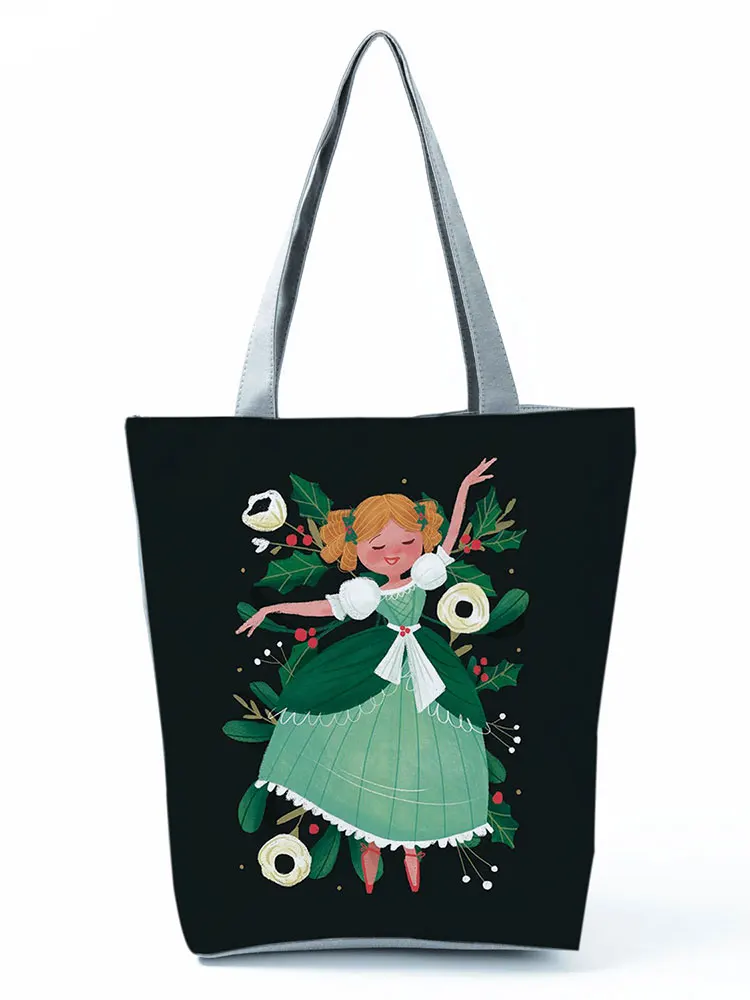 

Simple Cartoon Fashion Women Printed Handbags Ladies Eco Friendly Practical Shopping Bag Travel Portable Foldable Crossbody Bags
