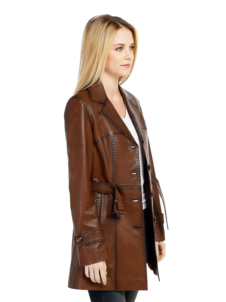 Genuine Soft Lambskin Leather Jacket Handmade Female Red Pink Leather Trench Coat Woman Real Fur Custom Product Jackets