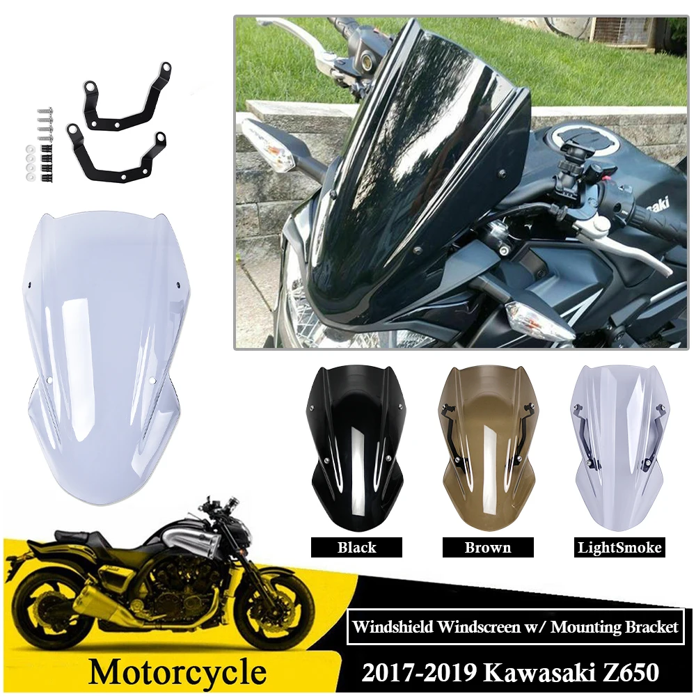 Для Kawasaki Z650- лобовое стекло мотоцикла с монтажным кронштейном