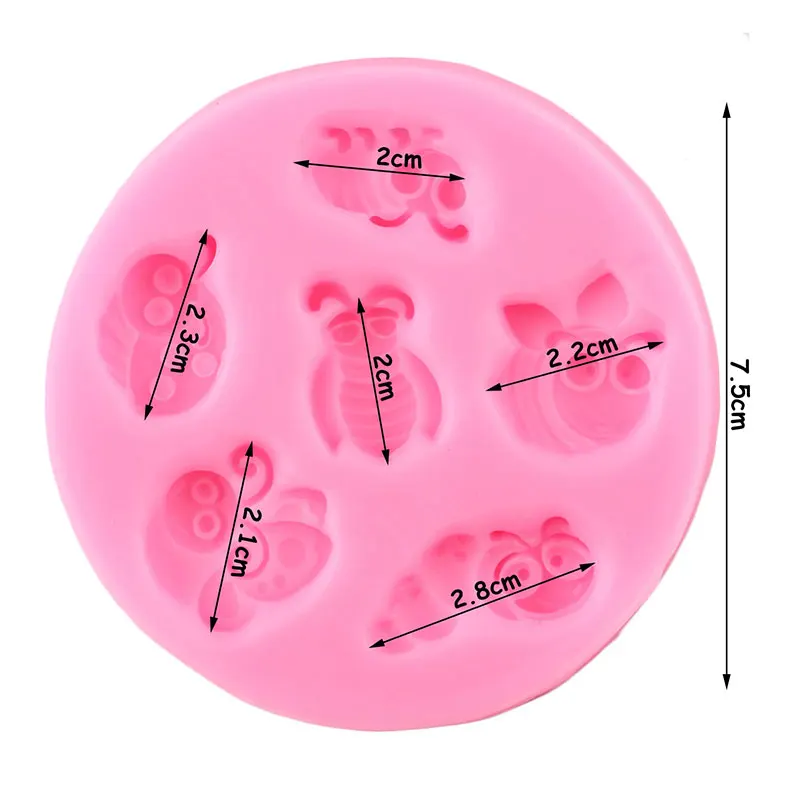 Nature Insects Bugs Silicone Molds Bee Ladybug Cupcake Topper Fondant Cake Decorating Tools Candy Clay Chocolate Gumpaste Moulds | Дом и сад