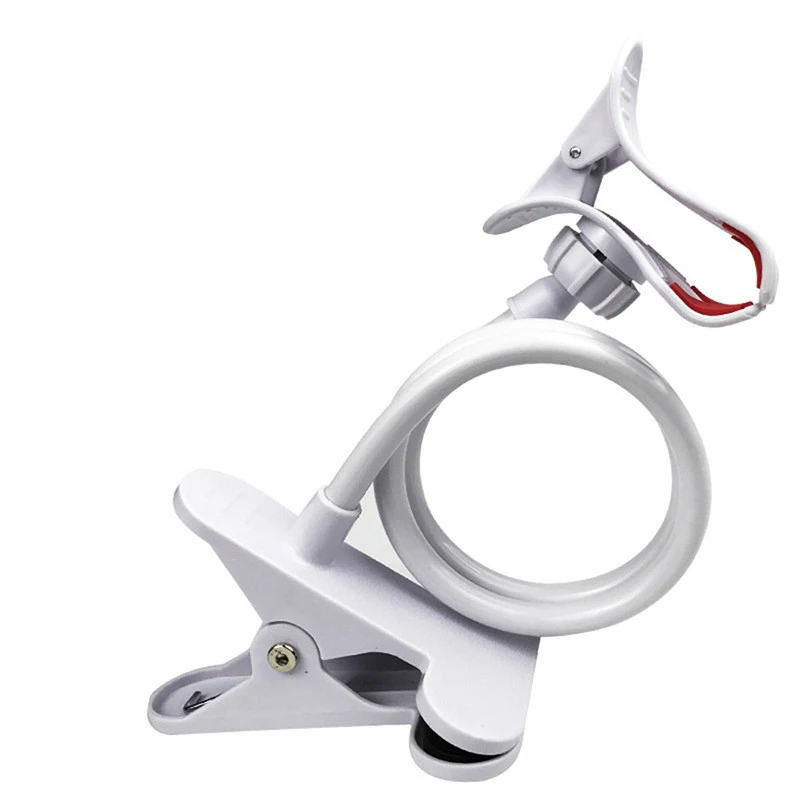 Гибкий держатель-прищепка для телефона с пластиковым зажимом стола белый |