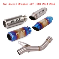 slip on motorcycle exhaust middle link pipe and muffler stainless steel exhaust system for ducati monster 821 1200 2014 2018