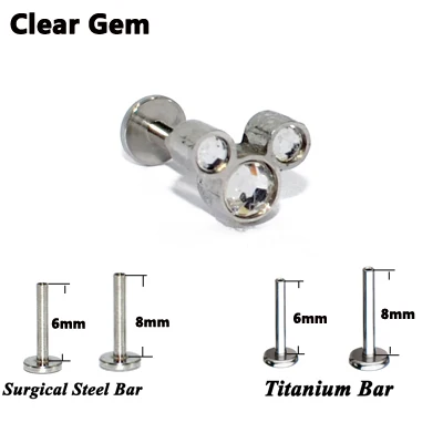 Clear Gem 1 шт. G23 Титан и сталь опал губная серьга Бар кольцо кубический циркон шпилька для уха спираль винт подходит топ 16 г модные ювелирные изделия - Окраска металла: Clear Gem