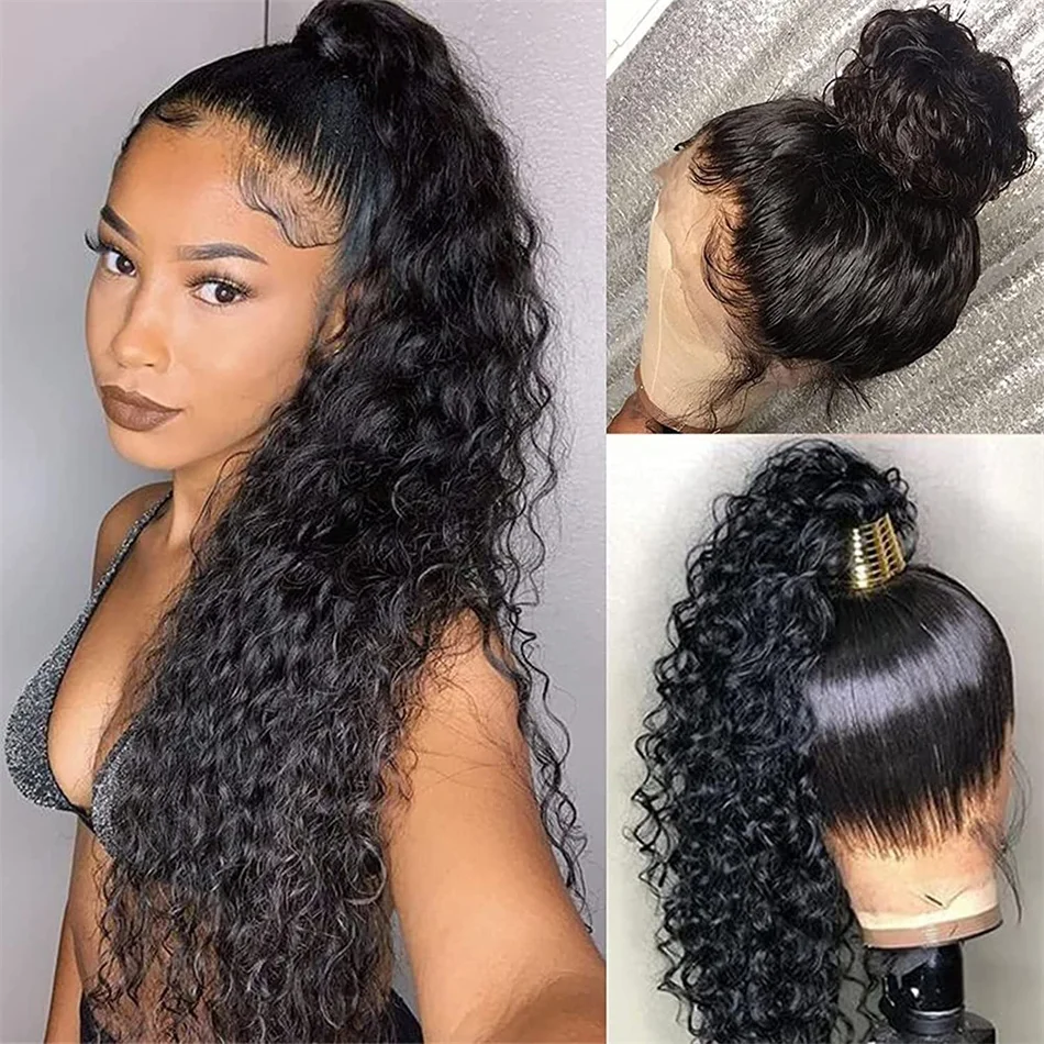 

360 Full Lace Wig Human Hair Pre Plucked 13x4 Lace Frontal Wigs For Women 30 32 Inch Water Wave Lace Front Wig Hd Curly Ponytail