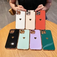 electroplated love heart phone case for iphone 12 13 11 pro max xr x xs max 7 8 plus soft silicone camera protective back cover