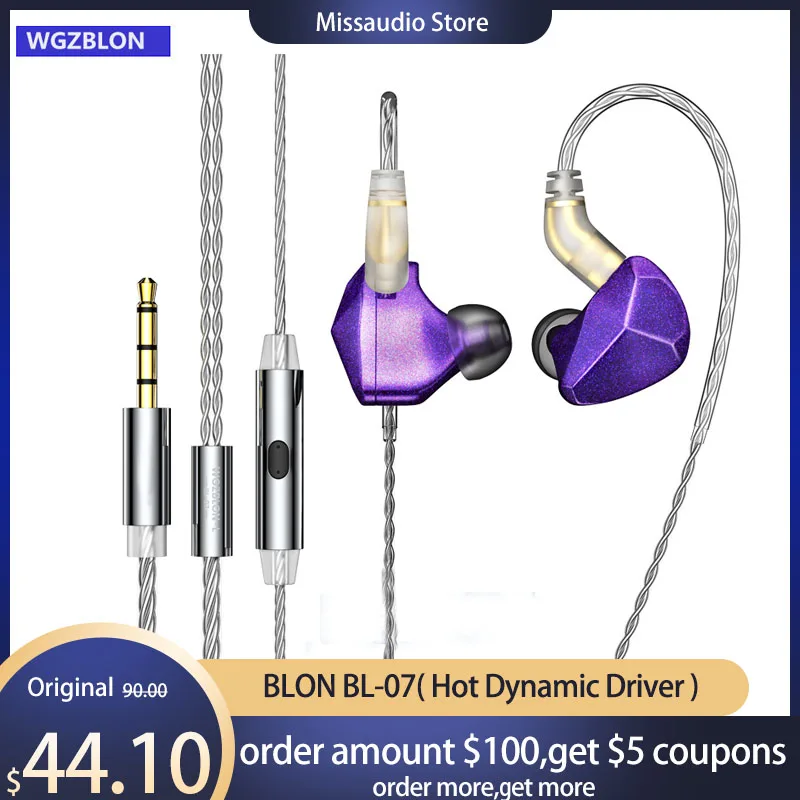 

Missaudio BLON BL-07 Earphone Single Dynamic Driver Headset Headphone IEM Earbuds Audio Music Durable 0.78mm 2PIN bl07 bl03