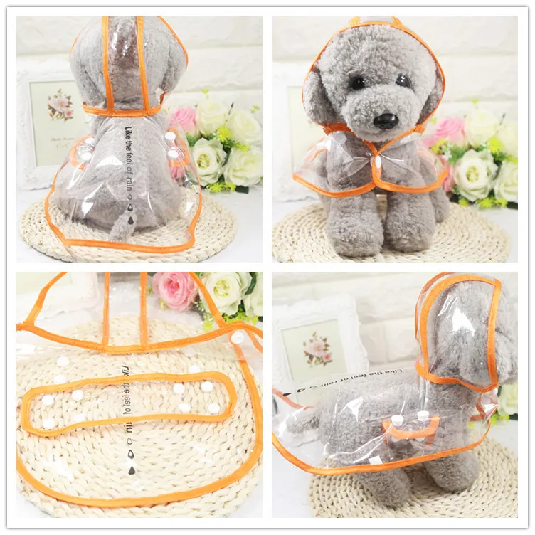 Pet Jacket for Rain Dog Transparent Raincoat Adjuastable Waterproof Coat Small Medium Dogs Hooded Design | Дом и сад