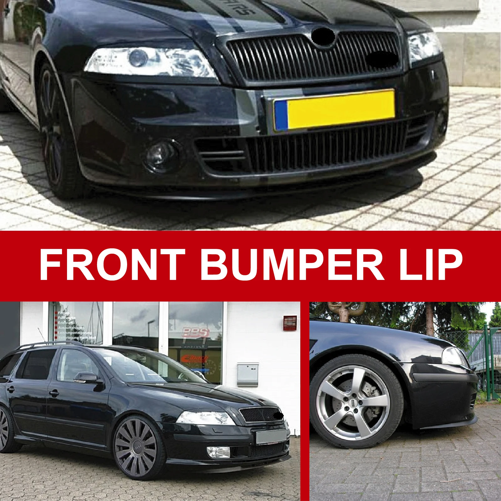 

For Skoda Octavia MK1 MK2 CUPRA R Front Bumper Lip Universal 3pcs Diffuser Black Lower Leap Spoiler, Auto Car Accessories