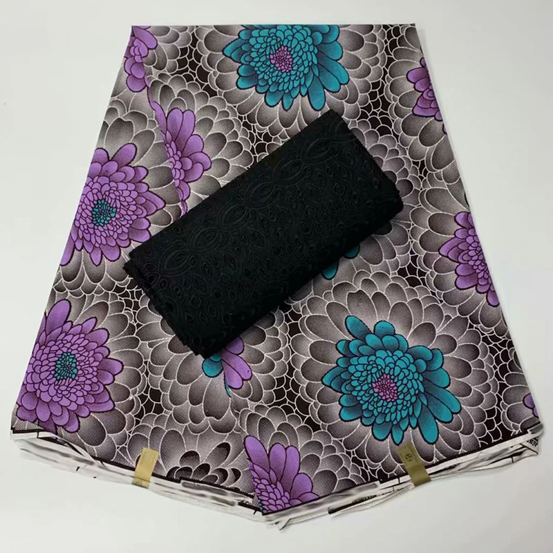 

African Ankara wax prints fabric 3yards top quality embroidery Dubai cotton dry Nigeria Swiss voile lace in Switzerland 2.5yards