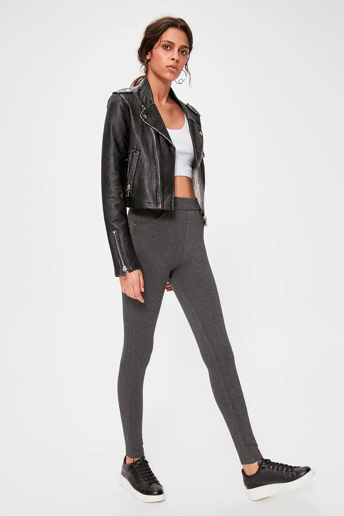 Trendyol Gray Jegging Knitted Leggings TWOAW20TA0045 | Женская одежда