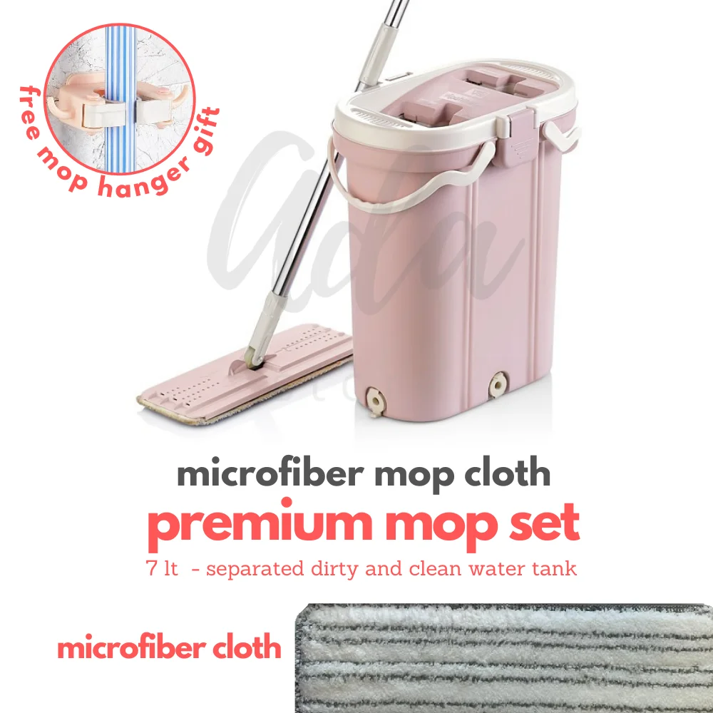 VIPSET Premium MOP Flat Squeeze Bucket Handfree Wringing Flo