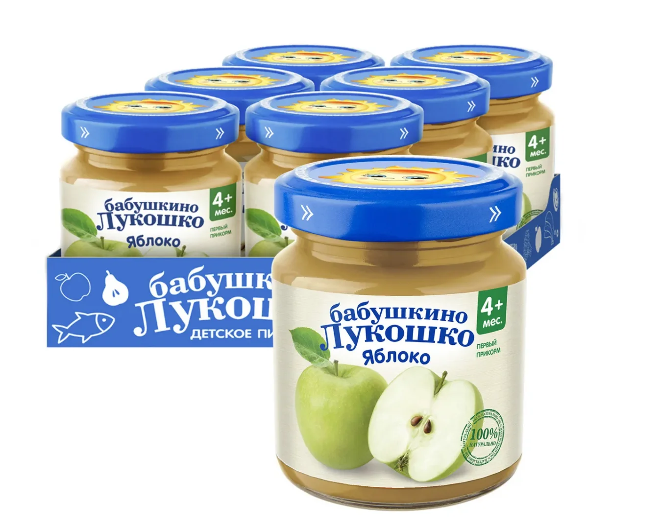 Бабушкино Лукошко - пюре яблоко 4 мес. 6шт по 100г купить выгодной цене |