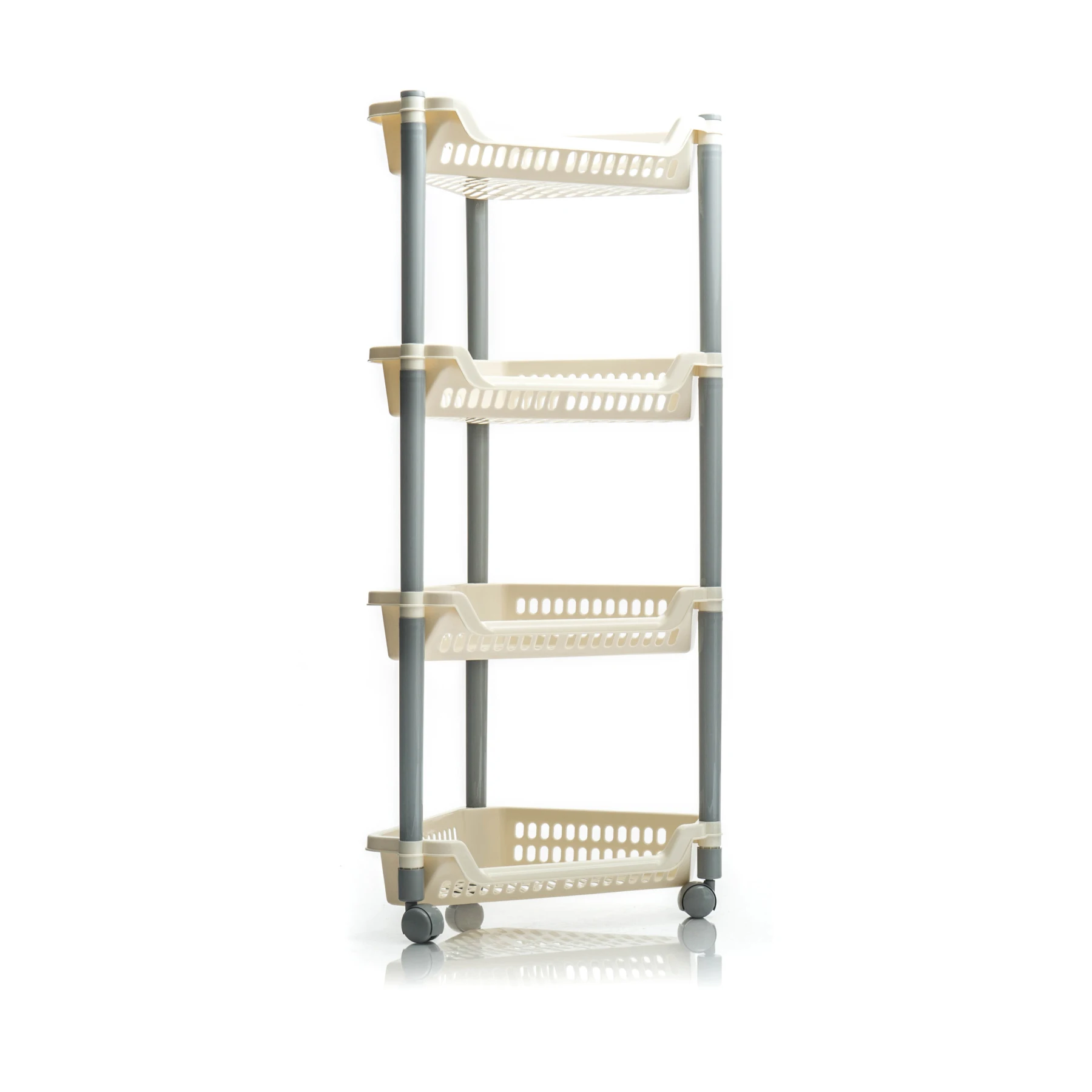 ЭТАЖЕРКА УГЛОВАЯ 4-х СЕКЦИОННАЯ (на колесах) (молочный) | Дом и сад