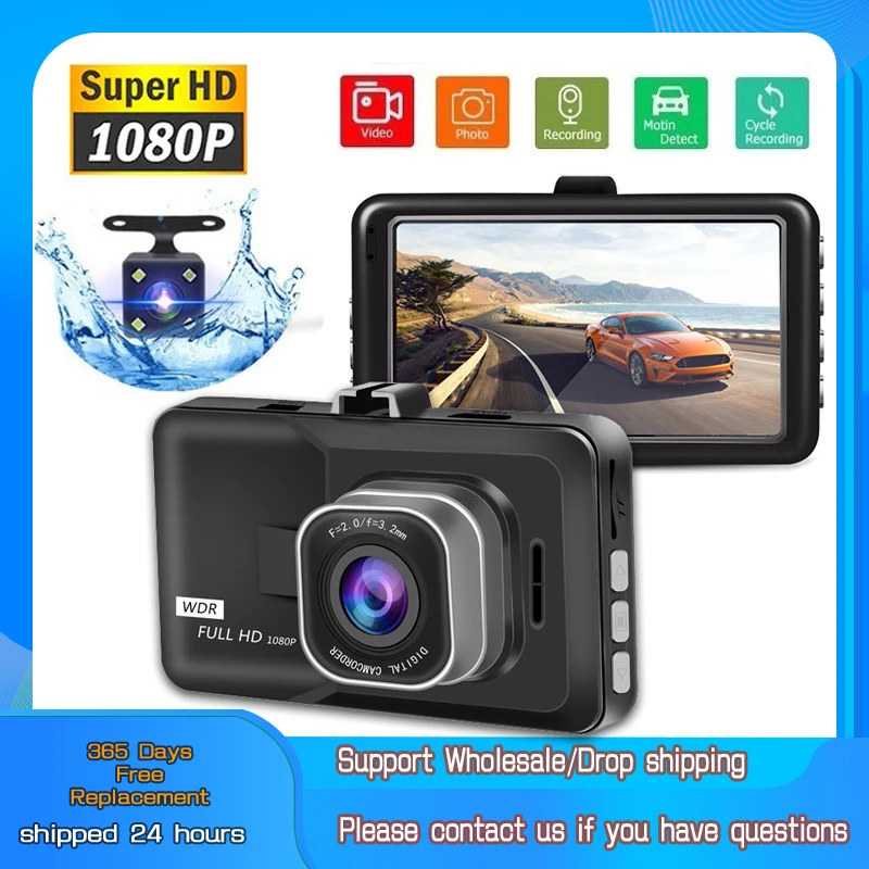 

3-дюймовый Автомобильный видеорегистратор 4K HD 1080P, Автомобильный видеорегистратор, камера заднего вида с ночным видением, широкоугольные ав...