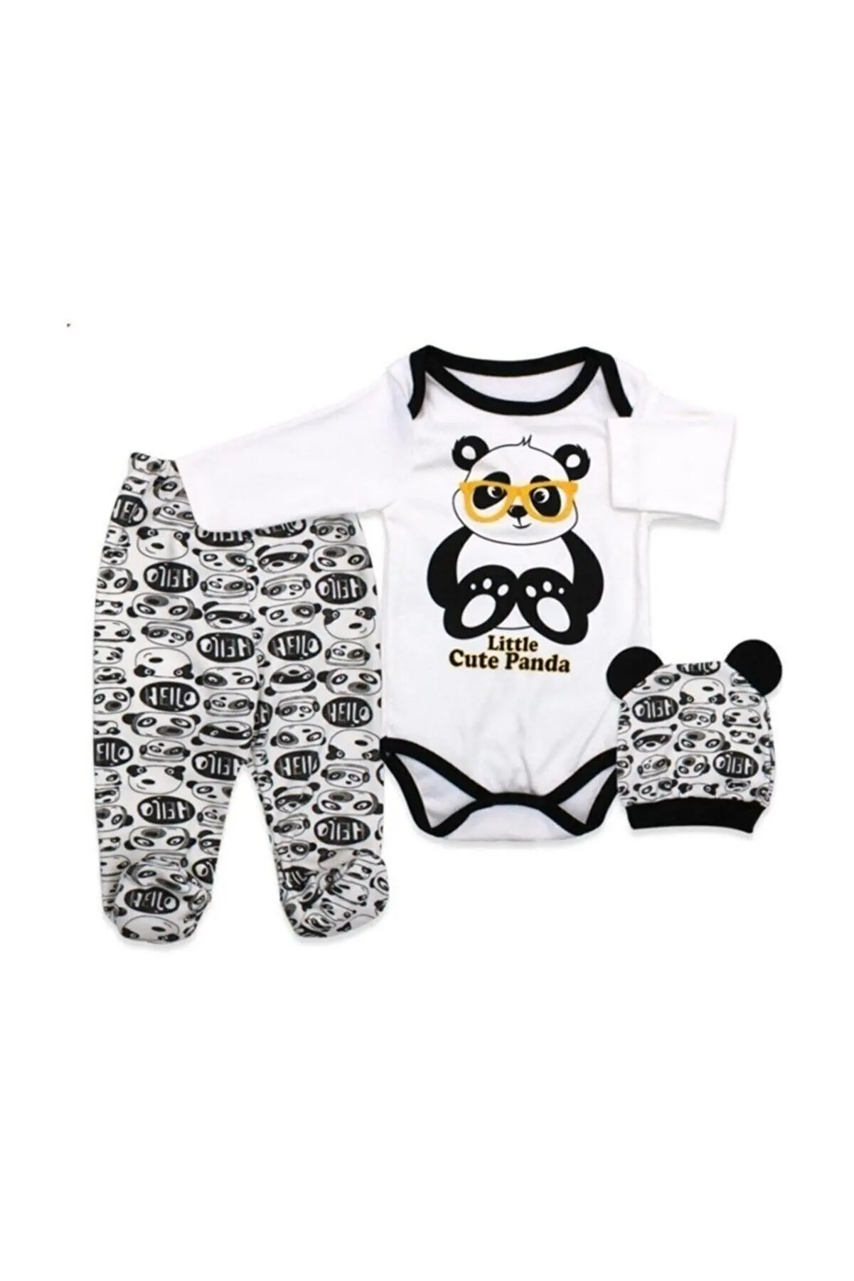 

Panda Printed Baby 3 Piece Suit Special Occasion Dress Decor Stylish Animal Design Sweet New Trend Sleepy Romper Newborn
