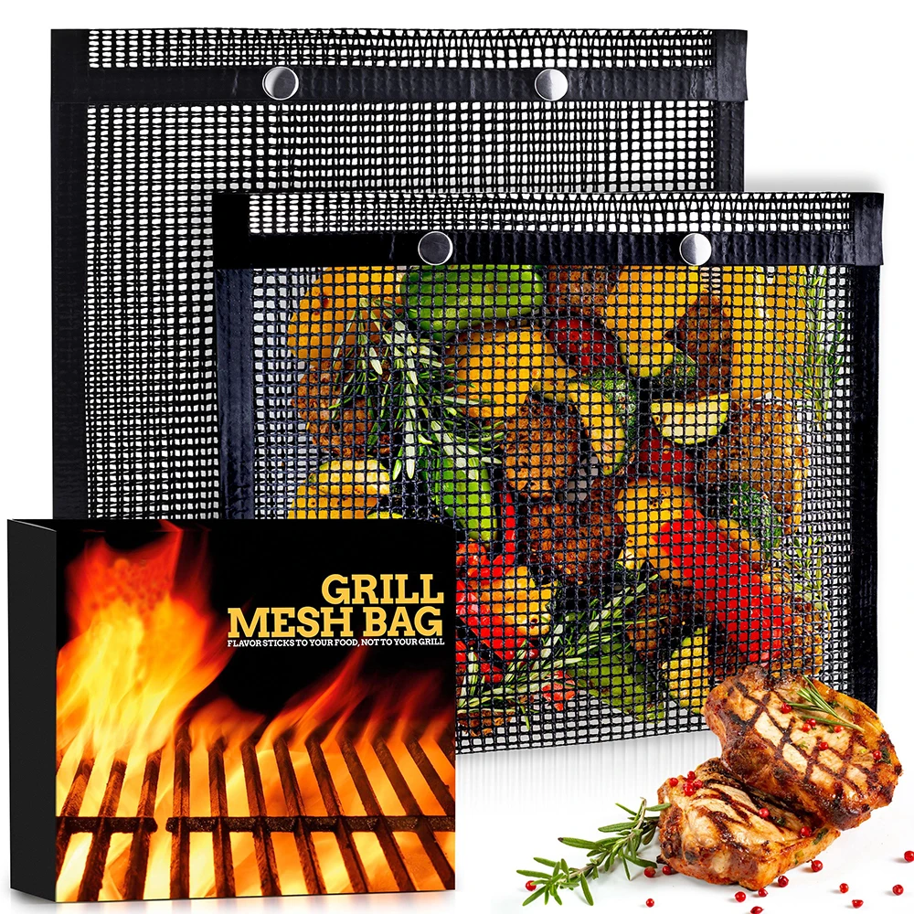 1PCS Non-Stick Mesh Grilling Bag Heat Resistant Vegetable Meat BBQ Bag Outdoor Picnics Camping BBQ Tools