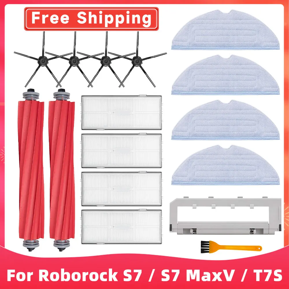 For Xiaomi Roborock S7 / T7S / S7 MaxV Ultra Robot Vacuum Replacement Spare Parts Accessories Main Side Brush Hepa Filter Mop