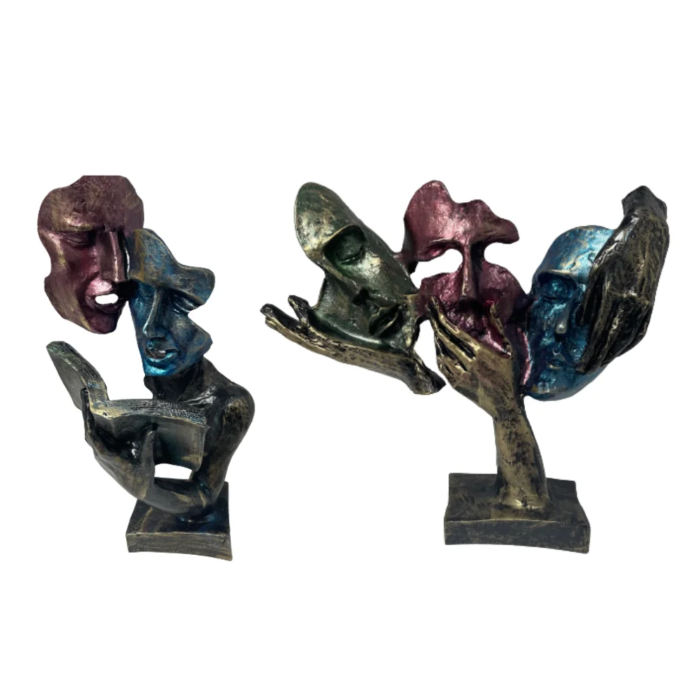 

Венеция Карнавал декоративные 3 лица предметы абстрактная маска скульптура грудь антрацит Цвет дом офис дизайн будда чтение