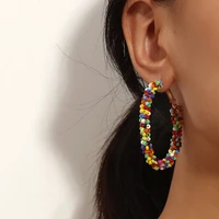 new big colorful round circle geometric statement earrings for women bohemain vintage simple trendy party wedding jewelry gift
