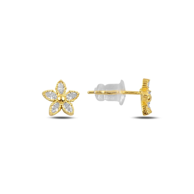

Silver 925 Sterling Zircon Cubic Zirconia Flower Earrings