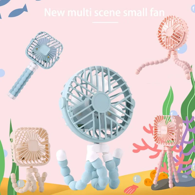 

Mini USB Charging Fan Portable Hanging Octopus Shape Stand Adjustable Handheld Cooler for Baby Stroller Student Use
