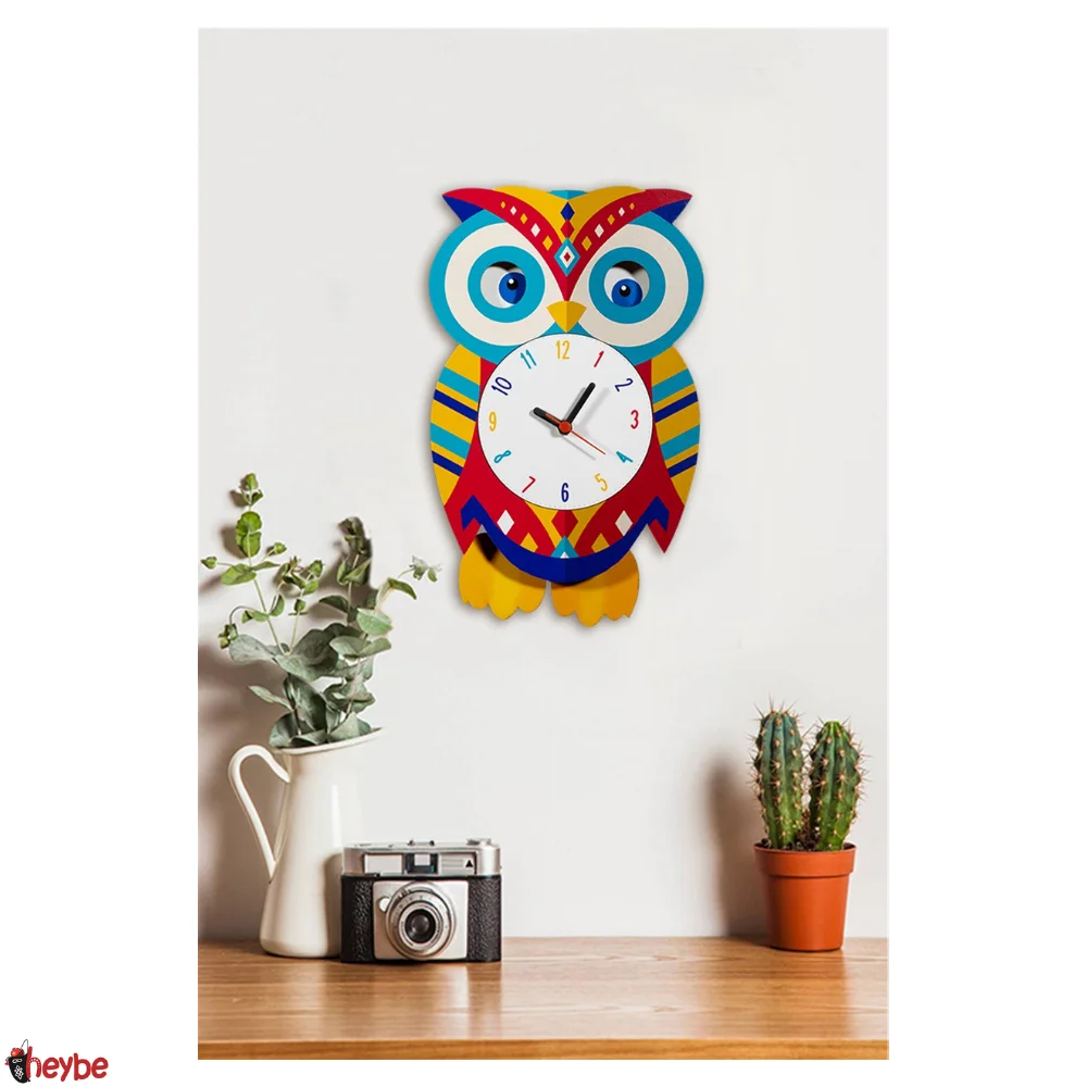 

Wood Wall Clock Colorful Owl Swinging Silent Pendulum Modern Design Smart Mechanism Home Office Decoration Kitchen Living Room Bedroom Retro 2021 Hot MDF Big Nordic Vintage Art Watch Rustic Horloge Large Creative Cute