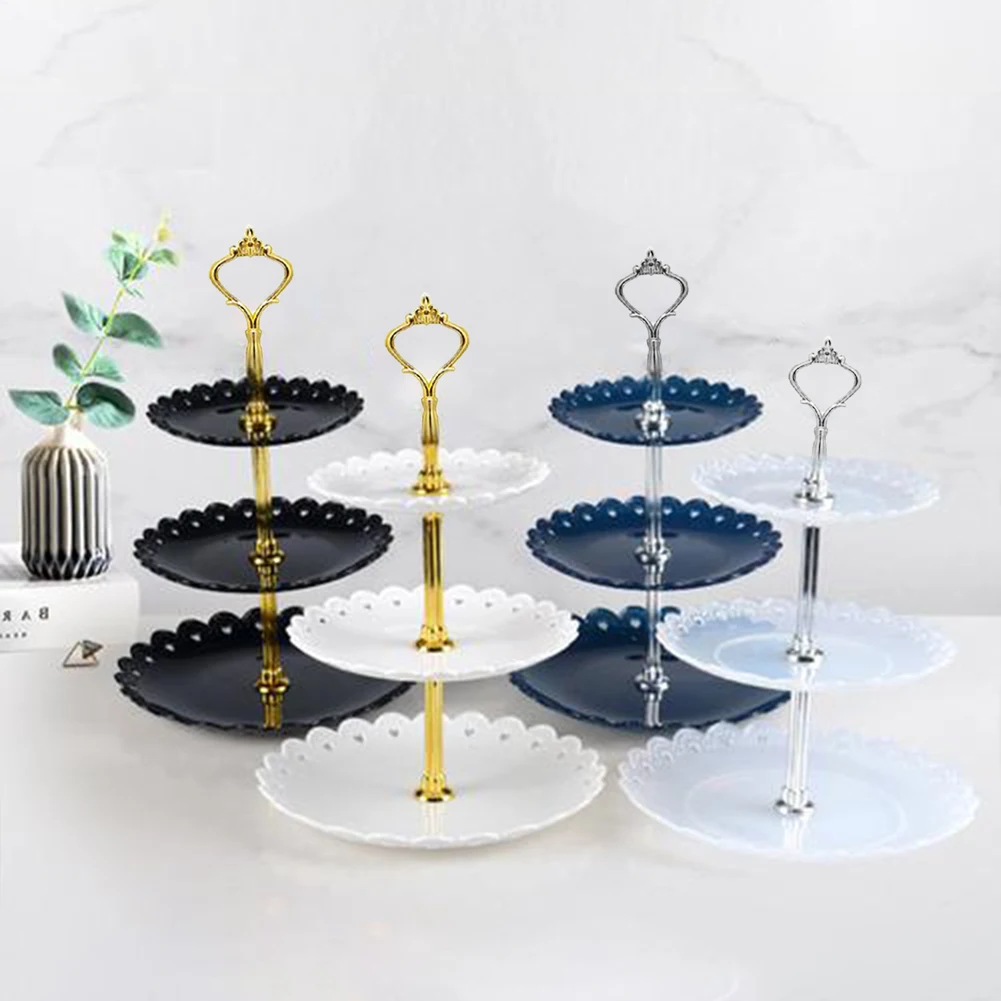 

European-style Fruit Plate Three-layer Snack Rack Cake Chocolate Dessert Storage Holder Bread Plate for Living Room Dining Table
