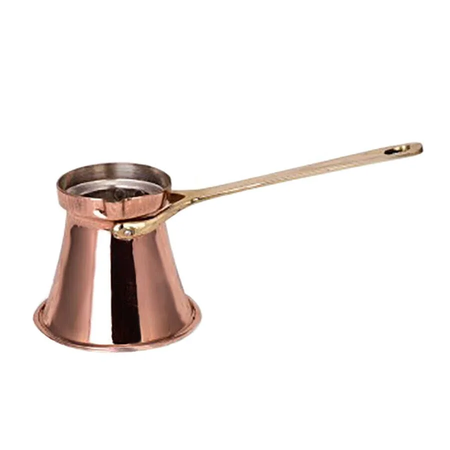 

200 ML HÜNKAR Pot Thick Copper 100% Turkish Coffee Brass Handle Handmade Original Manual Exclusive Production Moka Machine Quality Sturdy Gift Milk Warmer Coffee Bean Special Ottoman Arabian Robusta Liberica Excelsa